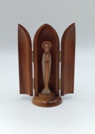 Matka Boża Fatimska rzeźba z drewna w niszy - vintge - Italy - 11,5cm