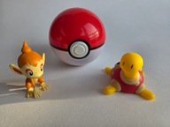 Pokemony dwie mini figurki Shuckle Chimchar pokeball