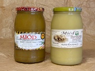 Zestaw miodów nektarowo-spadziowy i nawłociowy w słoikach 900ml 1,2kg