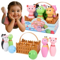 Zestaw kręgli dla dzieci 9el ze zwierzątkami od 18msc Lekki bezpieczny