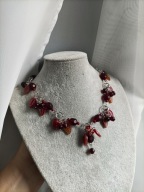 Naszyjnik - jesienny, z kwiatkami - rękodzieło, stal nierdzewna