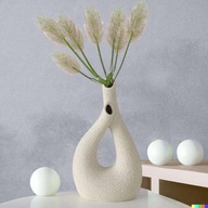 Wazon ceramiczny Dekoracyjny w kolorze Kremowym 32 x 18cm Styl Nowoczesny