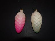 Bombki choinkowe PRL szyszki 2 sztuki, vintage, retro, PRL