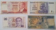 Zestaw Banknotów Portugalia Singapur Zimbabwe Turcja