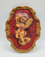 Anioł ANIOŁEK bardzo STARA figurka płaskorzeźba 14 cm