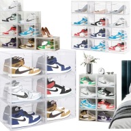 6X PUDEŁKA NA BUTY Z WYŻSZĄ CHOLEWKĄ XXL PRZEZROCZYSTE MODUŁOWE ORGANIZERY