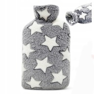 Termofor Gumowy W Pluszowym Szarym Futerku W Gwiazdki 2L Ogrzewacz