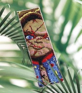Zakładka do książki ręcznie haftowana, Rękodzieło. Laleczka Chucky