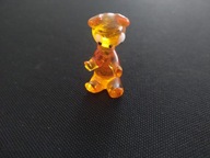 Piękny szklany miś, ręczna robota, szkło uranowe 3,6cm (A123)