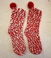 SKARPETY SKARPETKI 2X PUCHATE WŁOCHATE CIEPLUTKIE ŚWIĄTECZNE KULECZKI
