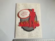 KARTKA RĘCZNIE ROBIONA NA URODZINY STRAŻAKA A5 + koperta