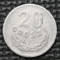 *P[0208] POLSKA 20 groszy 1961 Polska Rzeczpospolita Ludowa Orzeł heraldyka