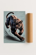 Plakat bez ramy 40x50cm Drapieżna Pantera w Ruchu Kot Natura Wild Safari