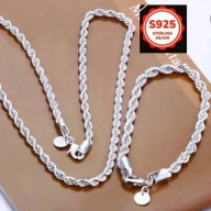 Zestaw biżuterii srebrnej 925 – naszyjnik 60 cm + bransoletka 20 cm