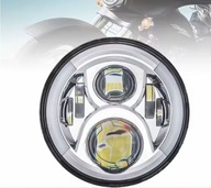Wkład LED 7 cali do lamp Harley Suzuki Yamaha 50W Chrom + Ring Półksiężyce