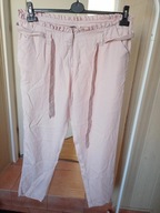 gina 44 spodnie materiał dżins chinos pudrowy róż proste ze średnim stanem