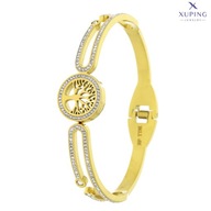 73193 Bransoletka sztywna złota stal chirurgiczna drzewko z cyrkoniami