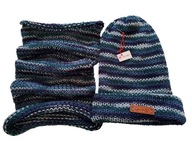 Lekki komplet w paski - czapka i komin, wegański, handmade