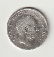 Niemcy Saksonia 2 marki 1877 E stan s/ss rzadszy rocznik