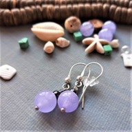 Srebrne 925 kolczyki fiołkowy jadeit hematyt szkło Toho BlackberriesArts