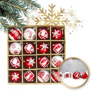 CHOINKOWE ZESTAW BOMBKI 16 SZT ŚREDNICA 6CM NIETŁUKĄCE CZERWONE