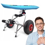 WÓZEK DO KAJAKA DESKI TRANSPORTOWY ALUMINIOWY 70 KG SKŁADANY POMPOWANE KOŁA