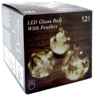 DUŻA BOMBKA LED 15 cm Z PIÓRKAMI KULA LED OZDOBA DEKORACJA ZAWIESZKA