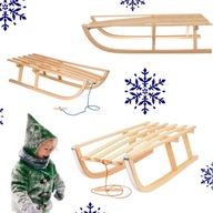 SOLIDNE DREWNIANE SANKI KLASYCZNE WOODCARVER DLA DZIECI NA ZIME DO 120 KG