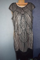 PIĘKNA SUKIENKA KOKTAJLOWA CEKINOWA Z FRĘDZLAMI PRAWIE NOWA LATA-30 TE_42