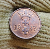 1 PFENNIG Z 1937 R . WOLNE MIASTO GDAŃSK . ŁADNY ORYGINAŁ