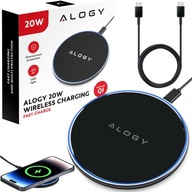 Ładowarka indukcyjna QI bezprzewodowa 20W szybka LED Alogy + kabel USB-C 1M