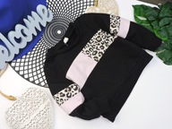 Shein - bluza dresówka , wstawki panterka r 86