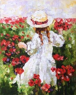 Bogusław Potera obraz olejny płótno DZIEWCZYNKA W KAPELUSZU