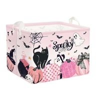 Pudełko organizer do szafy w motywie Halloween 30x30 cm dla dzieci różowe