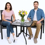 Zestaw mebli ogrodowych do kawy na taras balkon metal Gotel czarny 3 el.