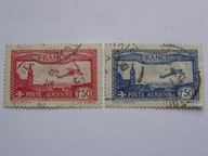 Francja - samolot nad miastem - zestaw - Mi. 251, 253 kasowane