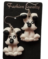 KOLCZYKI Z MODELINY FIMO PIESKI SIEDZĄCE HAPPY