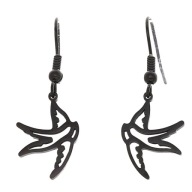 55687 Kolczyki czarna stal chirurgiczna ażurowe jaskółki