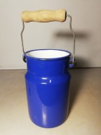 Stara emaliowana kanka bańka na mleko 1L z czasów PRL-u