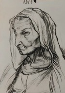 Kopia replika " Portret matki " Albrecht Dürer A4 węgiel