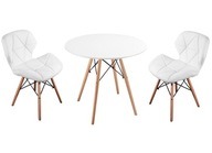 ZESTAW STÓŁ I 2 KRZESŁA BIAŁE DO KUCHNI JADALNI SALONU BIAŁY SKANDYNAWSKI