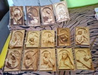 Droga Krzyża wypalana na drewnie A4 14 obrazów