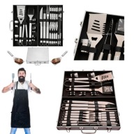 ZESTAW DO GRILLA AKCESORIA PRZYBORY NA GRILL SZTUĆCE DO GRILLOWANIA WALIZKA
