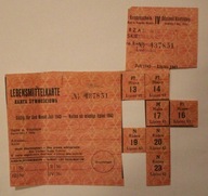 SKIERNIEWICE - KARTA ŻYWNOŚCIOWA 1943 rok - 2 ORYGINALNE PIECZĄTKI SKLEPÓW