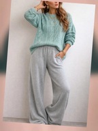 Sweter mietowy splot warkocza roz. 42/44