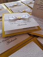 ZAPROSZENIE KOMUNIJNE Zaproszenia na komunię złote białe RĘKODZIEŁO