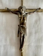 Zabytkowy Mosiężny Krzyżyk Chrystus z brązu antyk 100 letni. super stan