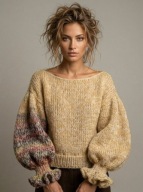 Ręcznie robiony sweter oversize wełna + moher miękki i puszysty