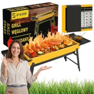 GRILL WĘGLOWY OGRODOWY PRZENOŚNY TURYSTYCZNY SKŁADANY POJEMNY PÓŁKI BBQ
