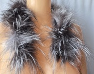 Obszycie do kaptura srebrny lis jenot naturalny ,kołnierz 58x14